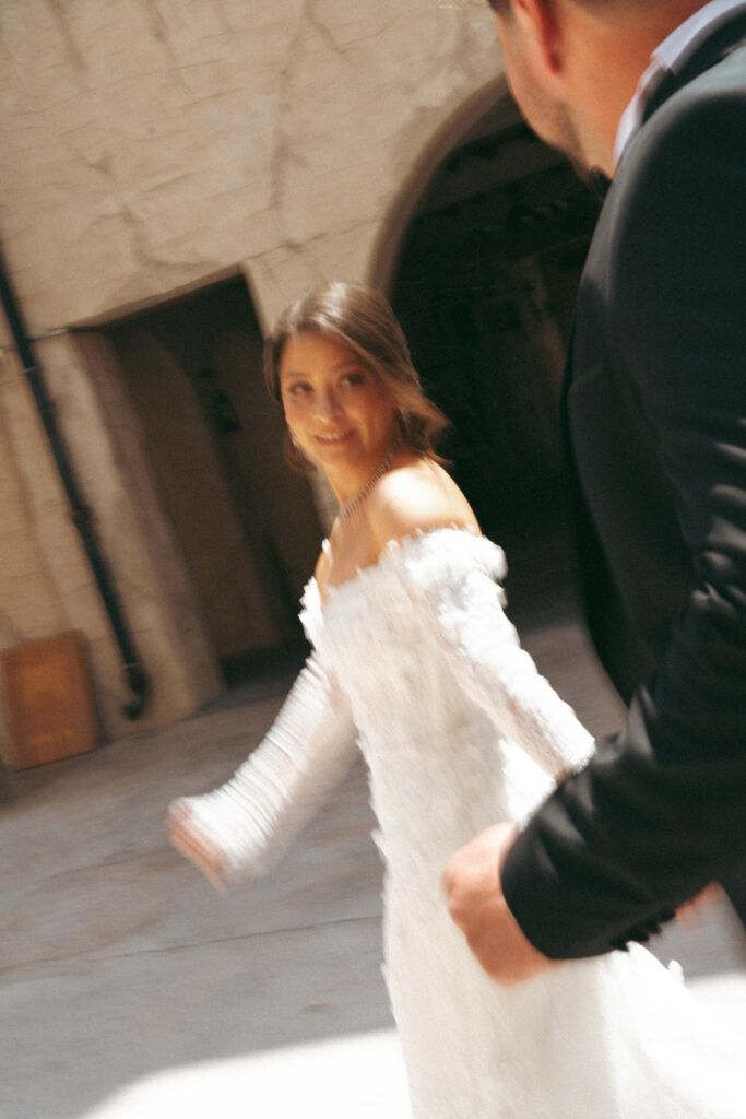 Bride in white dress leading. | Gabys Films