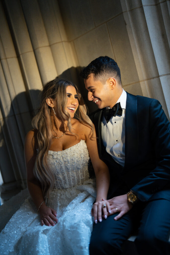 Couple in formal wedding attire. | Gabys Films